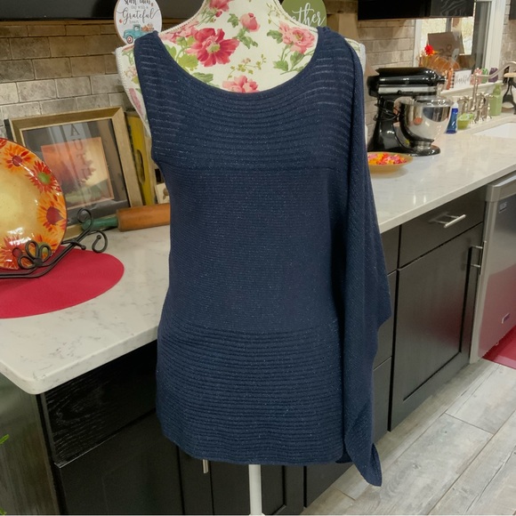 White House Black Market Tops - White House Black Market Asymmetric Drape One Shoulder Shimmer Sweater Top
XS